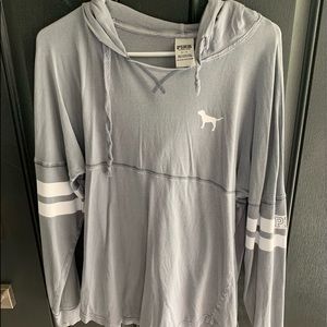 PINK long sleeve tee with a hood